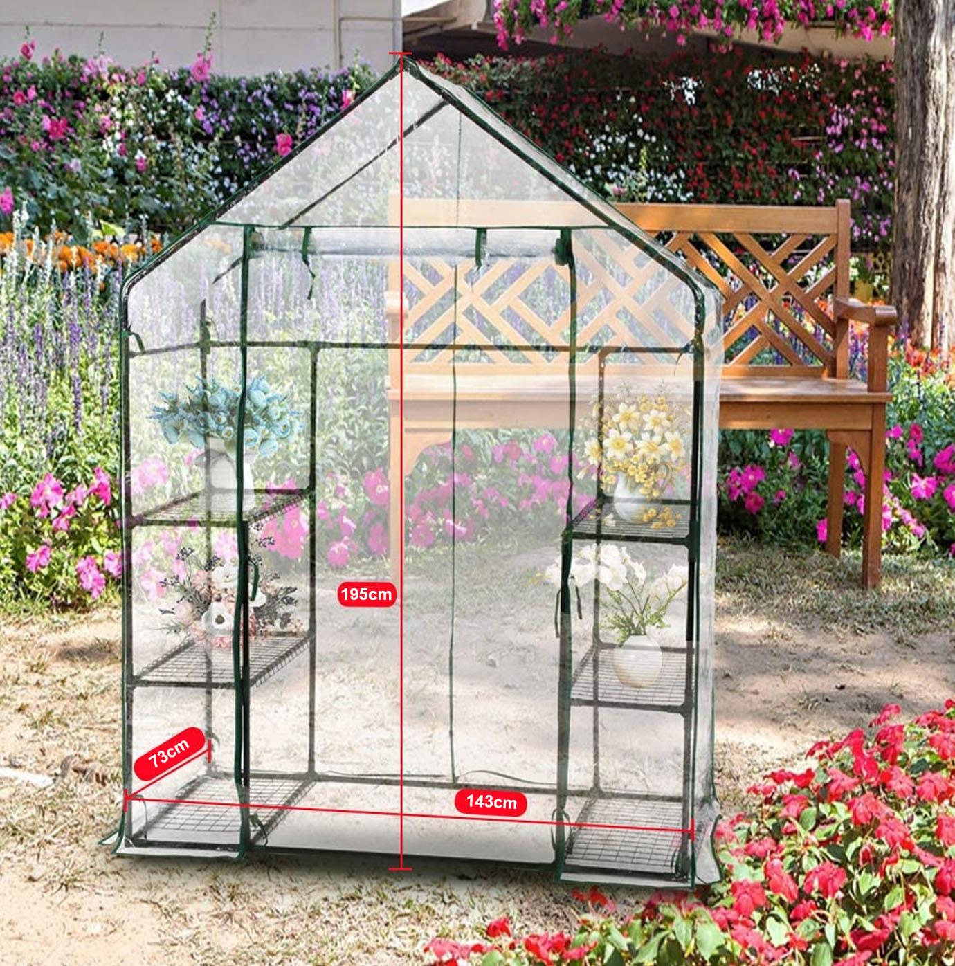 Walk-In Greenhouse with PE Cover - 143x73x195cm