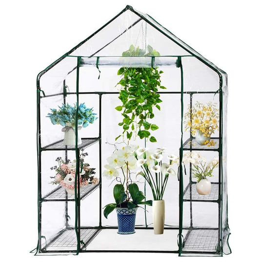 Walk-In Greenhouse with Clear PVC Cover - 143x73x195cm